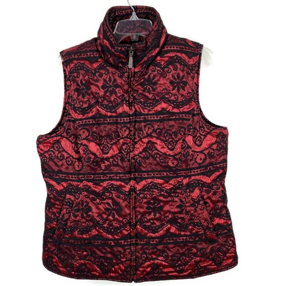 Women's Red Patterned Vest - Picture 2 of 8